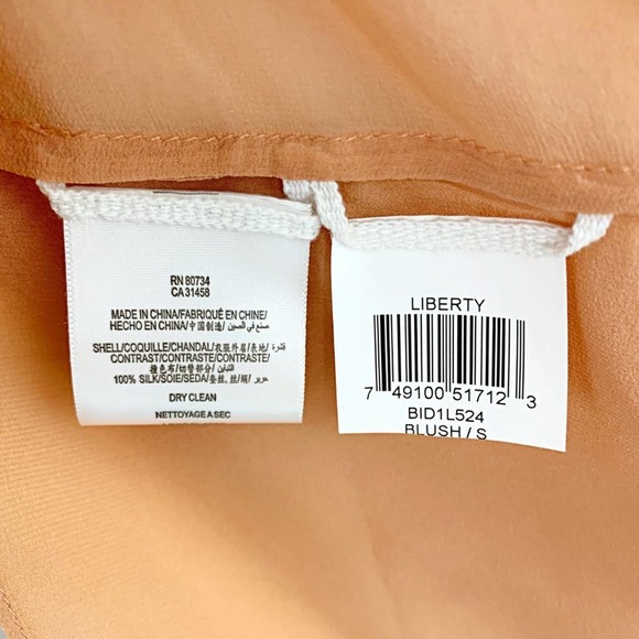 BCBGMAXAZRIA Liberty Split-Neck High-Low Silk Blouse in Blush - Picture 6 of 7